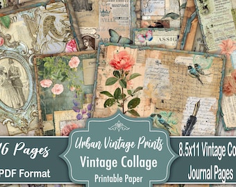 Junk Journal, Vintage Weathered Collage Paper, Master Board, Ephemera, Paper Pack, Scrapbook, Digital Download Shabby Chic Papers, Printable