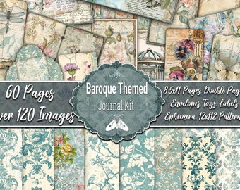 Shabby, Vintage, Journal, Seamless, Envelopes, Labels, Fussy Cuts, ,Baroque,Cards, Envelopes, Tags, Printable,Scrapbook Craft,Pages,download