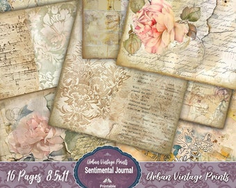 Junk Journal Sentimental Vintage Writing Decorative Pages/ Paper Pack / Shabby writing papers /Instant Download/Antique Craft Printable Old