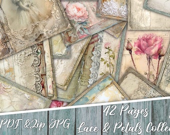 Vintage Lace Paper Pack, Decorative Paper Pack, Printable Paper, Antique Wrapping Paper, Scrapbook Lace, Vintage Paper Pack, Shabby Journal