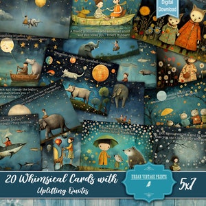 Cartes de vœux fantaisistes Citations pleines d’espoir Joyful Digital Download Décoratif Imprimable Cadeau Scrapbook Craft vintage Pages Journal