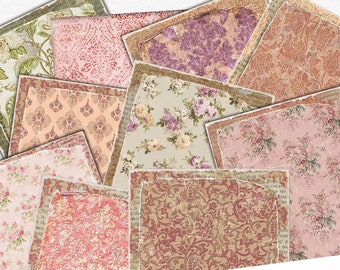 Vintage Writing Paper, Decorative Pages, Wrapping Paper, Scrapbook Rose Green Kit, Journal Printables, Grunge Patterns, Flower Paper Pack