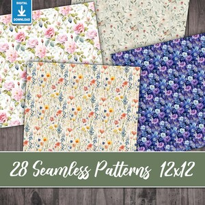 28 Spring Wildflowers Digital Seamless Paper, Floral Pages Pack,journal ...