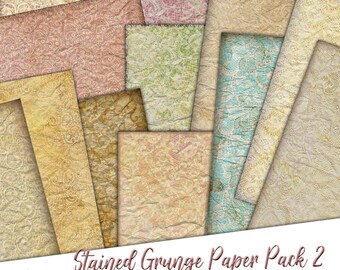 Grunge And Stains Paper Lace, Printable Paper Pack, Decorative Paper Pages, Scrapbook Paper, Digital Paper Pack, Grunge Background, Vintage