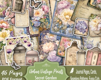 Naturalist, Flora,Flowers,Botanical, Nature,Herbal,Digital Cards, Envelopes, Tags, Printable,Scrapbook Craft, Vintage Pages Shabby Journal