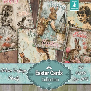 31 Digital Easter Cards Junk Journal Vintage Ephemera Paper Decorative ...