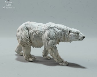 Polar Bear • Unpainted • Animal Den Miniatures • DnD • 3D Resin Printed • RPG • Pathfinder • Wild Shapes • Dungeons and Dragons
