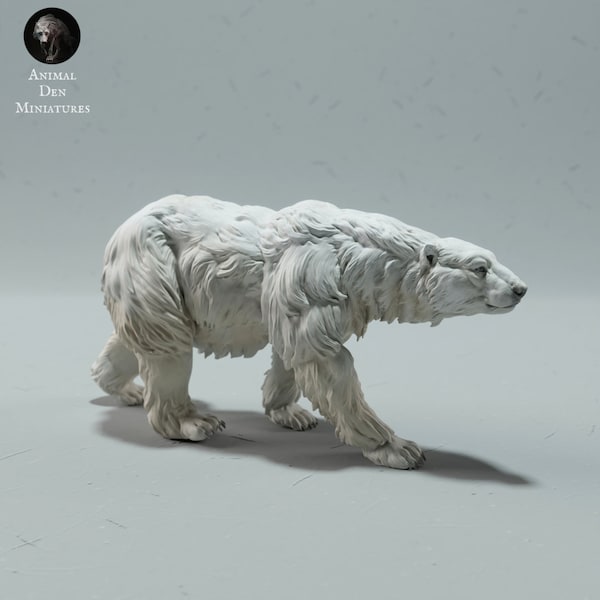 Polar Bear • Unpainted • Animal Den Miniatures • DnD • 3D Resin Printed • RPG • Pathfinder • Wild Shapes • Dungeons and Dragons