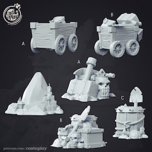 Dwarven Mine Props • Cast N Play • DnD • 3D Resin Printed • RPG • Pathfinder • Miniature • Tabletop • Dungeons and Dragons