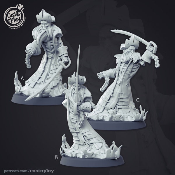Ghost Pirates • Cast N Play • DnD • 3D Resin Printed • RPG • Pathfinder • Miniature • Tabletop • Dungeons and Dragons