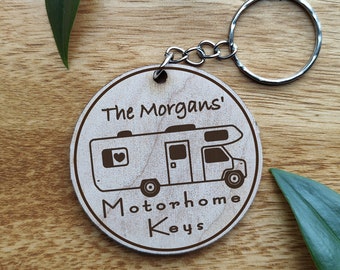 Personalised Cute Motorhome Camper Van Keyring Laser Engraved with Name Ideal birthday present or stocking filler Gift