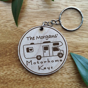 Personalised Cute Motorhome Camper Van Keyring Laser Engraved with Name Ideal birthday present or stocking filler Gift