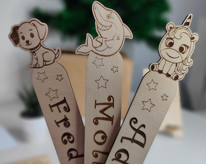 Personalised Bookmark for kids Cute Animal Laser Engraved Gift With Name Ideal for Christmas Birthday or Back to School Bag