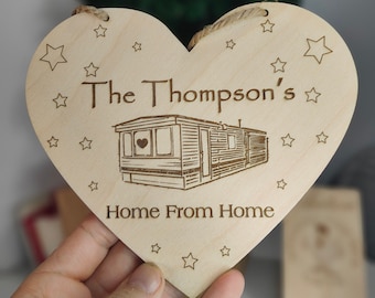 Personalised Static Caravan decoration gift Wall Art Hanging Heart Laser Engraved Plaque Decoration Him Her