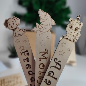 Marque-page personnalisé pour enfants, animal mignon, gravé au laser, avec nom, cadeau idéal pour un anniversaire de Noël ou un cartable de rentrée