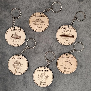 Personalised Wooden Boat Keychain: Laser Engraved Nautical Gift