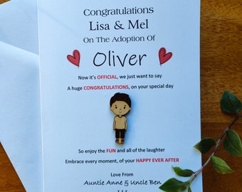 Personalised Adoption Card with Cute Keepsake for Congratulation on Adoptions or Fostering New Family