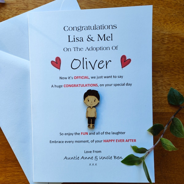 Personalised Adoption Card with Cute Keepsake for Congratulation on Adoptions or Fostering New Family