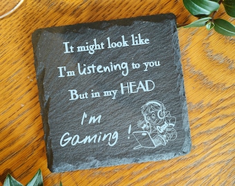 Posavasos de pizarra grabados con láser: un divertido regalo de videojuegos