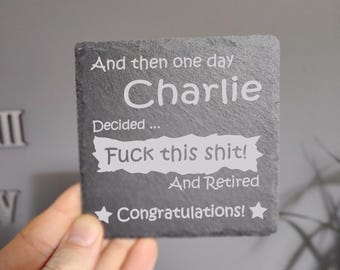 Dessous de verre personnalisé drôle de cadeau de retraite grossier pour lui - cadeau de départ sarcastique