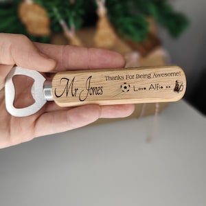 Personalised Football Gift Bottle Opener for Football Coach Teacher Thank you
