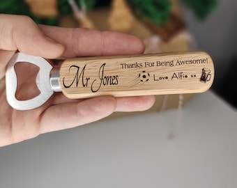 Personalised Football Gift Bottle Opener for Football Coach Teacher Thank you