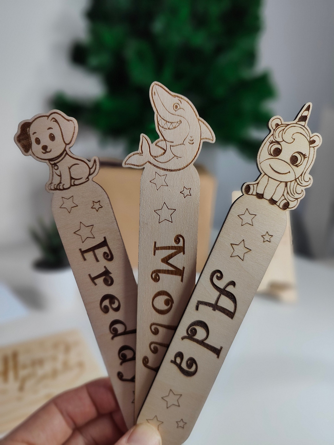 Personalised Animal Bookmark: Laser Engraved Wooden Gift for Kids - Etsy
