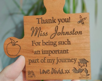 Personalised Teacher Gift Coaster Laser Engraved for School Nursery Teacher Assistants or Head