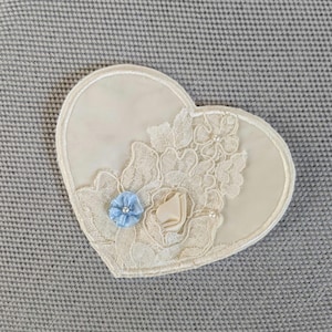 Heirloom Heart iron on - Wedding Dress Repurposing, Bride, Accessories, Lace, Satin, Upcycle, Heirloom, Memory