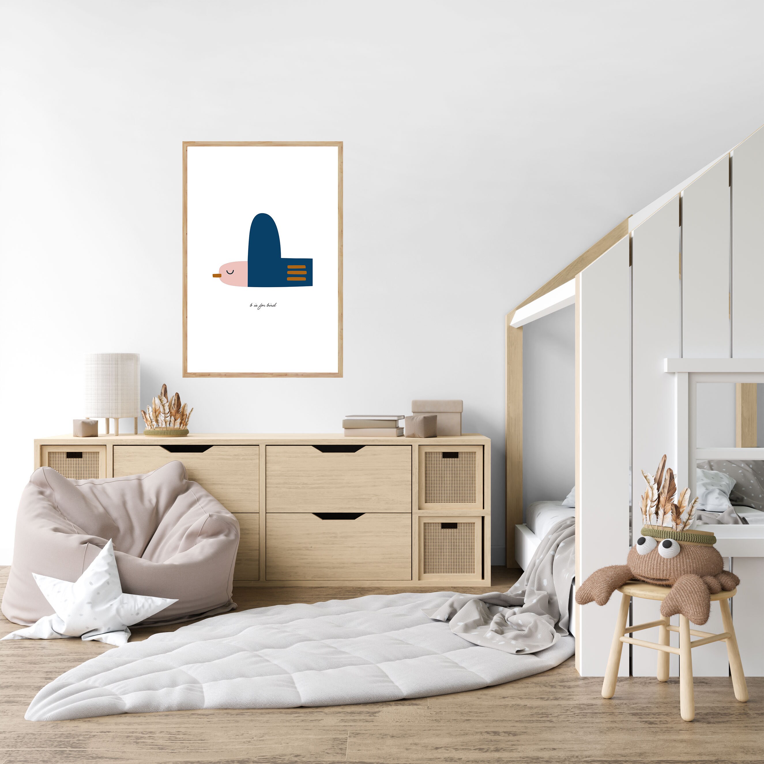 Alphabet Kids Nursery 'B' is for Bird Blue Print, Nursery Decor, Kids ...