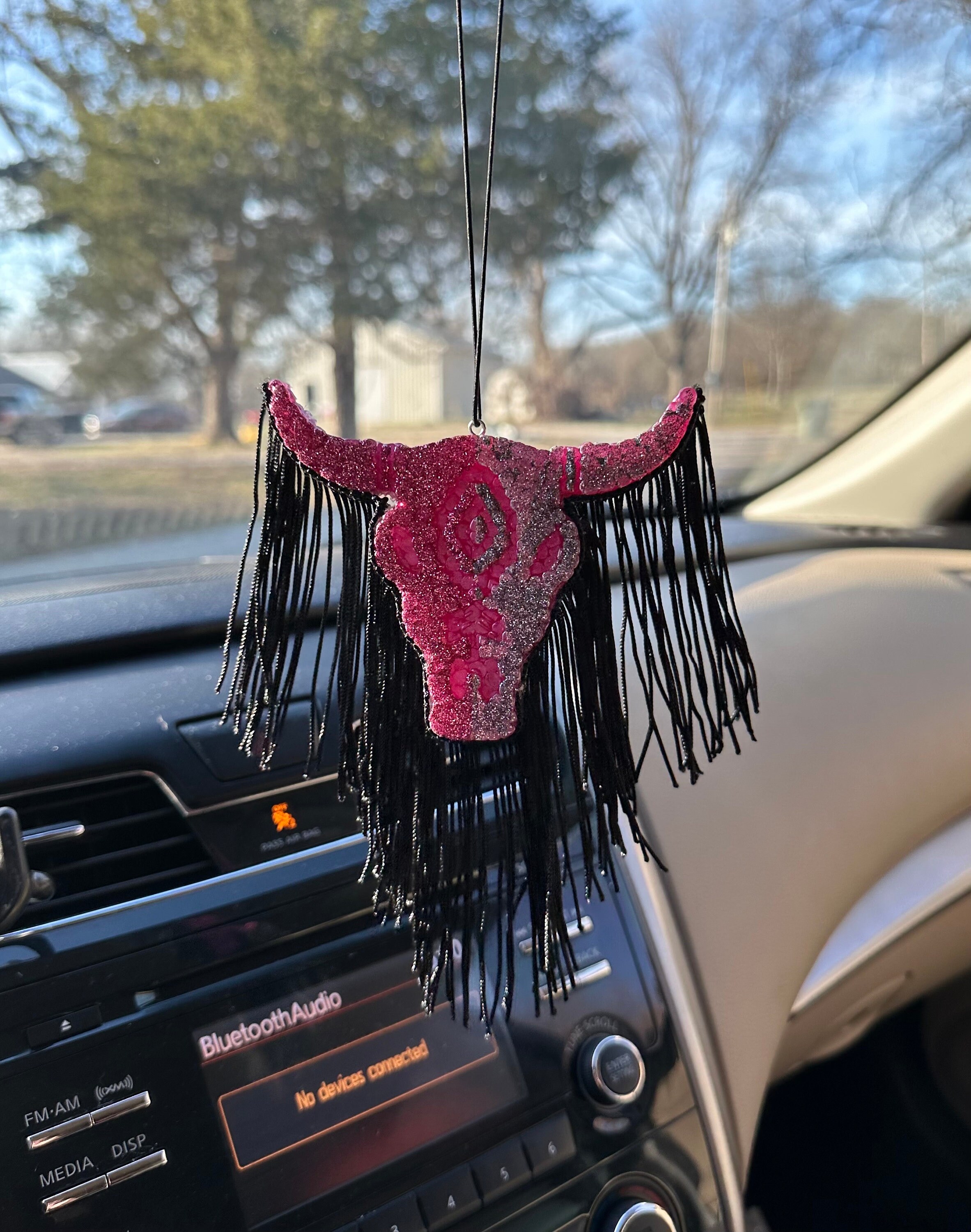Girly Car Air Freshener Bullskull With Fringe Decorations Etsy Canada