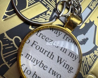 Fourth Wing Book Page Keychain