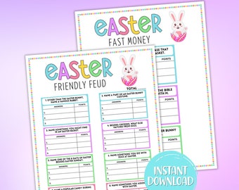 Easter Family Feud Game, Easter Trivia Friendly Feud, Easter Trivia Game Night, Easter Party Game, Printable Easter Family Game, Game Night
