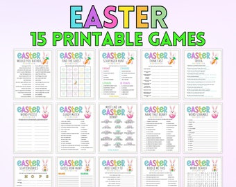 Easter Party Games Bundle, Family Easter Games, Printable Easter Party Games, Easter Classroom Activities for Kids, Easter Trivia Feud Game