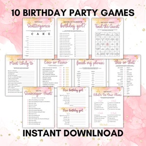 Birthday Party Printable Games Teen Girl Bday Games Sweet 16 Party Games Tween Birthday 21st 18th Bundle Games for Her Favors Slumber Party