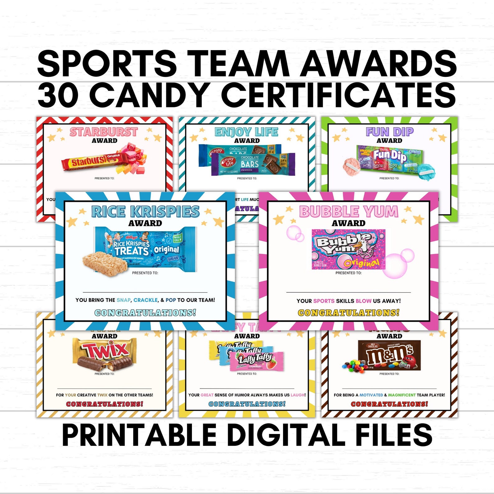 30 Sports Team Candy Bar Awards Candy Chocolate Bar Sport Team Award