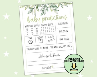 Baby Shower Predictions | Games | Gender Neutral Baby Shower Game | Predictions and Wishes | Advice for Parents | Baby Shower