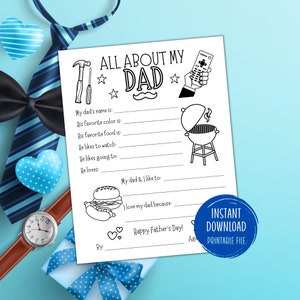 All About My Dad | Fathers Day Activity | Printable Coloring Card for ...