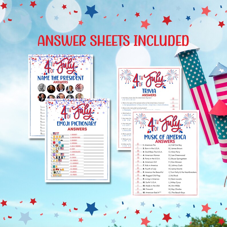 4th of July Printable Games Fourth of July Game Bundle - Etsy