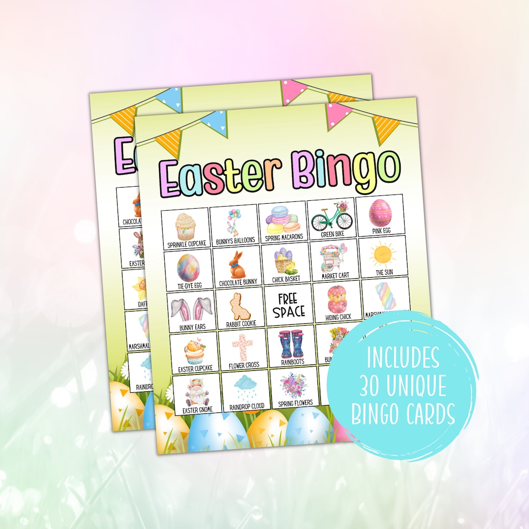 Easter Bingo Printable Bingo Cards 30 Unique Bingo Cards for Easter for