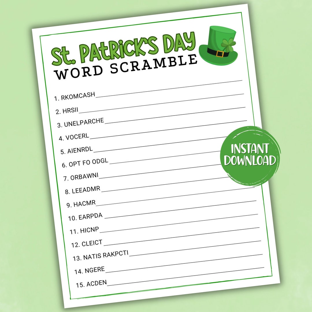 St. Patrick's Day Printable Games Kids St Patricks Day Games for Work ...