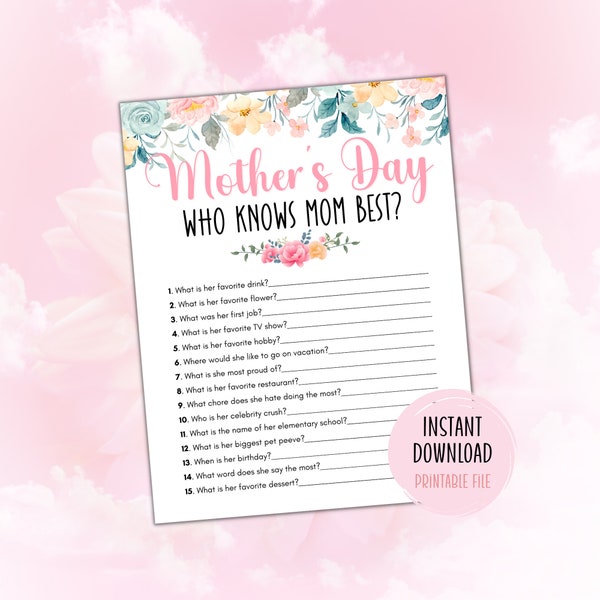 Mothers Day Who Knows Mom Best Game | Mother's Day Games | Who Knows Mommy Best | Mom Birthday | Game for Kids and Adults | Parents Day