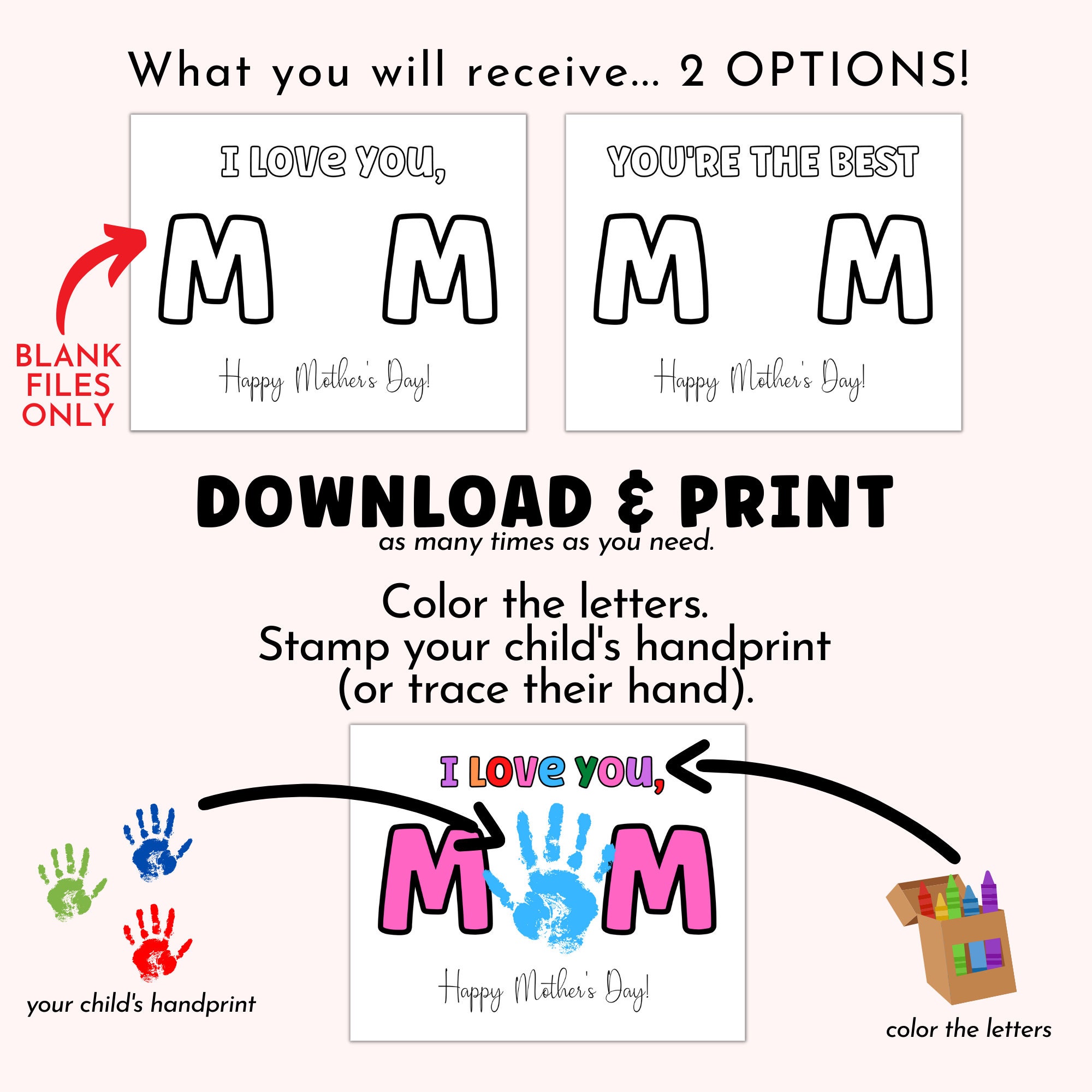 Mother's Day Handprint Keepsake From Baby Kid Child Son Daughter ...