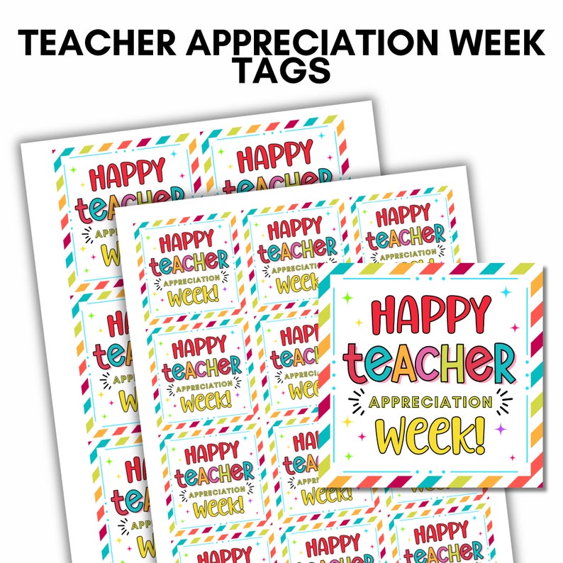 Teacher Appreciation Gift Tags: Printable Thank You Notes (PDF) - Etsy