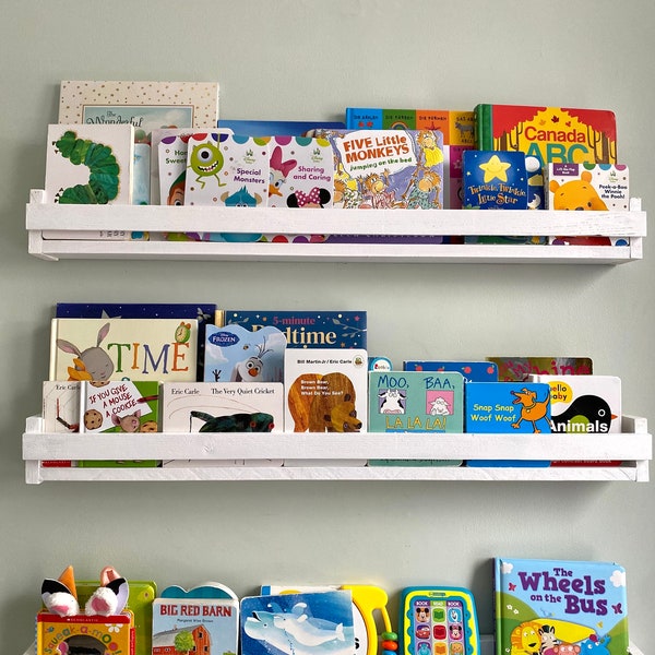 ONE (1) Handmade Nursery Bookshelf, Kids Bookshelf, Floating Shelves, Wood Shelves, Children Bookshelves, Bookcase Hanging Bookshelf