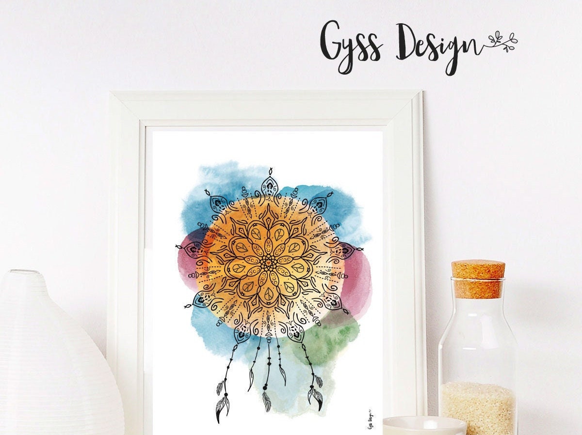 Affiche Mandala - Gyssdesignart Feutre et Aquarelle