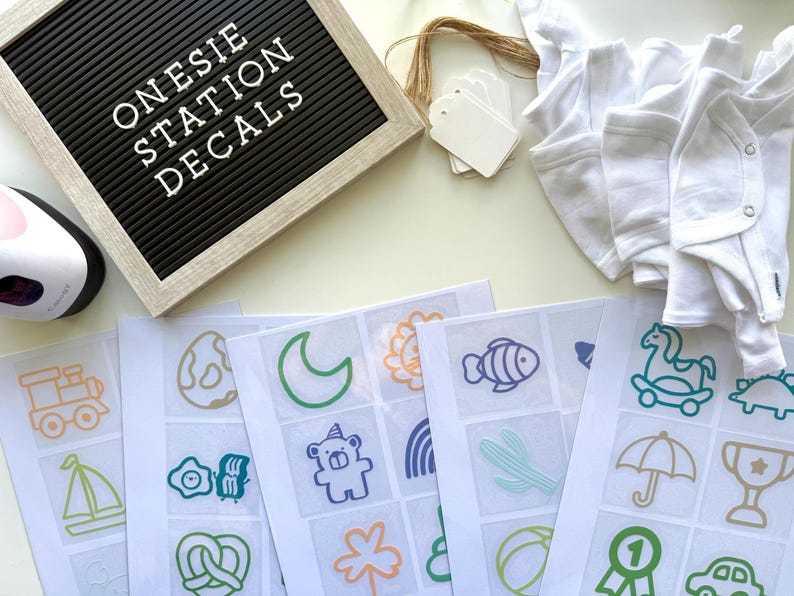 Onesie Station Baby Shower – 30 Iron-on HTV Decals in 5+ Colors ...