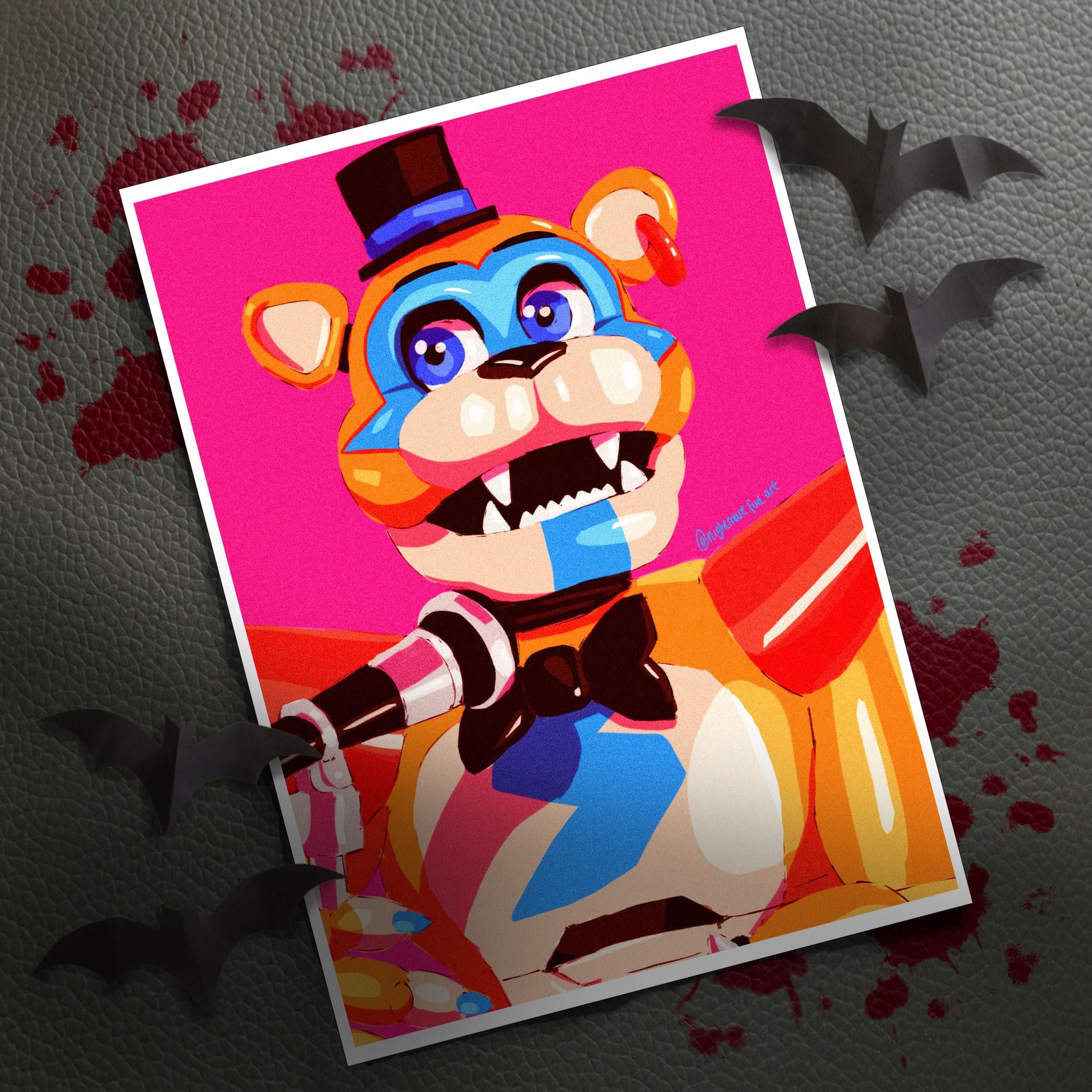 FNAF Gregory as Glamrock Freddy 5x7in Art Print -  Israel