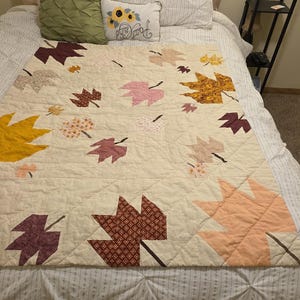 Handcrafted Fall Quilt • 41×52 Lap Size Autumn Leaves Throw