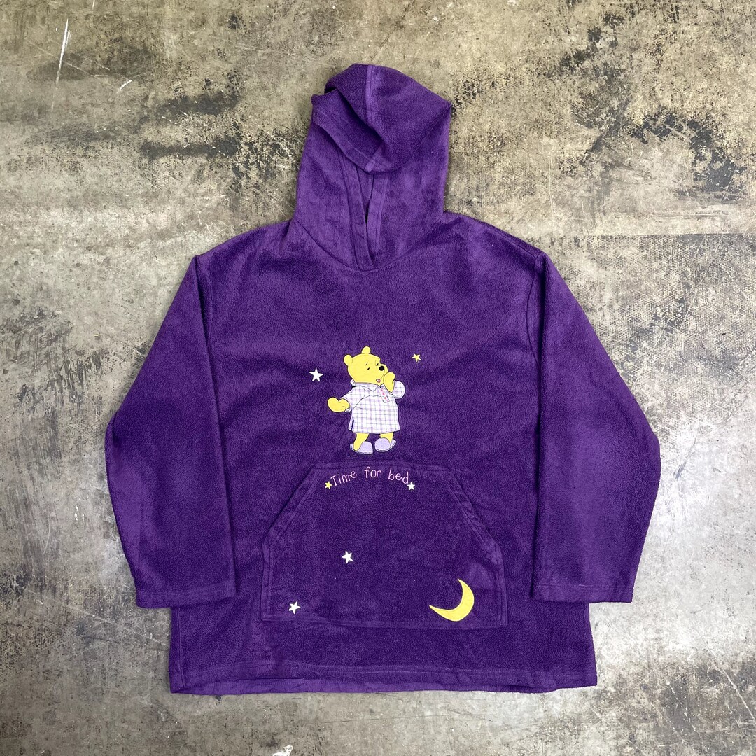 Disney Hoodie Fleece 90s Winnie Vintage Jumper Purple Mens Etsy